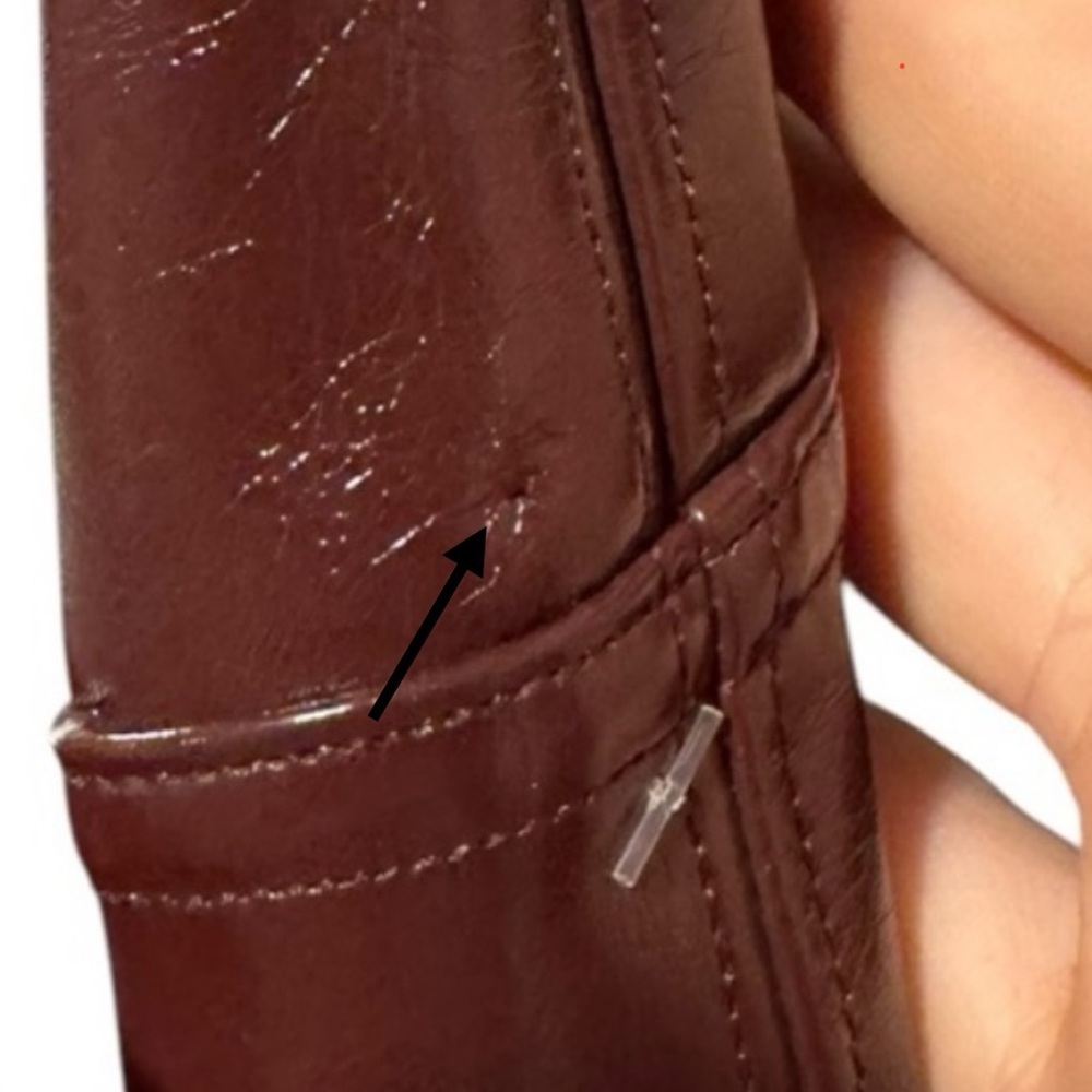 Spanx‎ Faux Patent Leather Leggings Large Burgundy Ruby - Picture 13 of 14